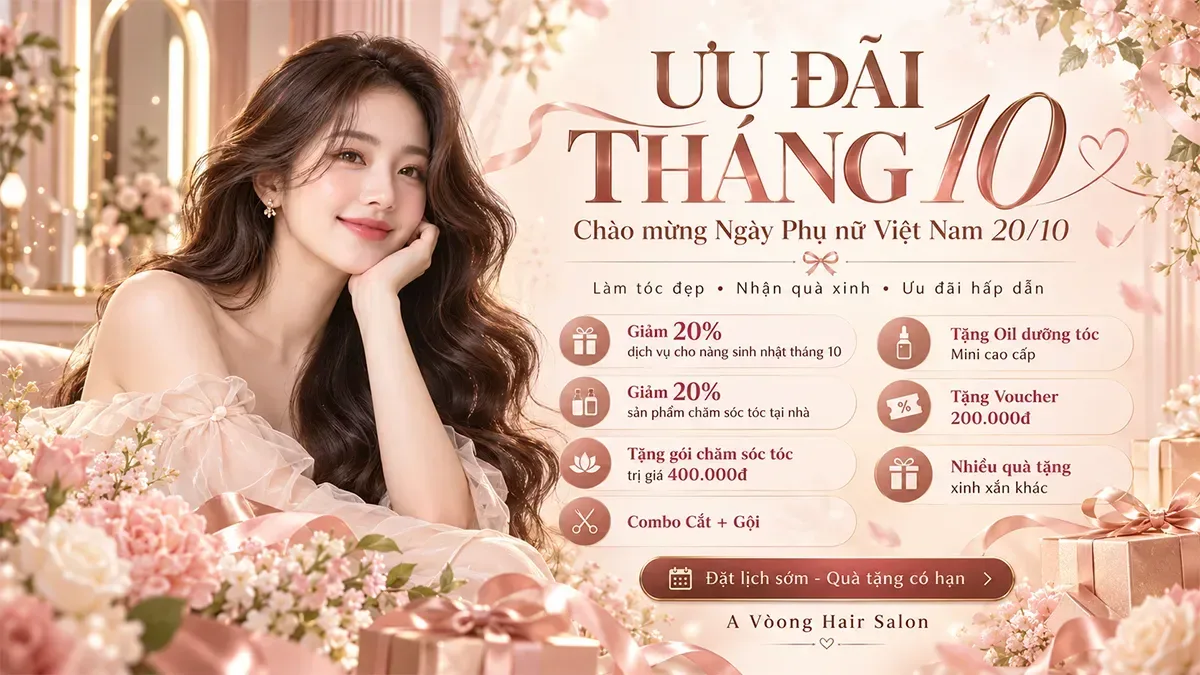 Ưu Đãi Tháng 10 Tại A Vòong – Làm Tóc Đẹp, Nhận Quà Xinh